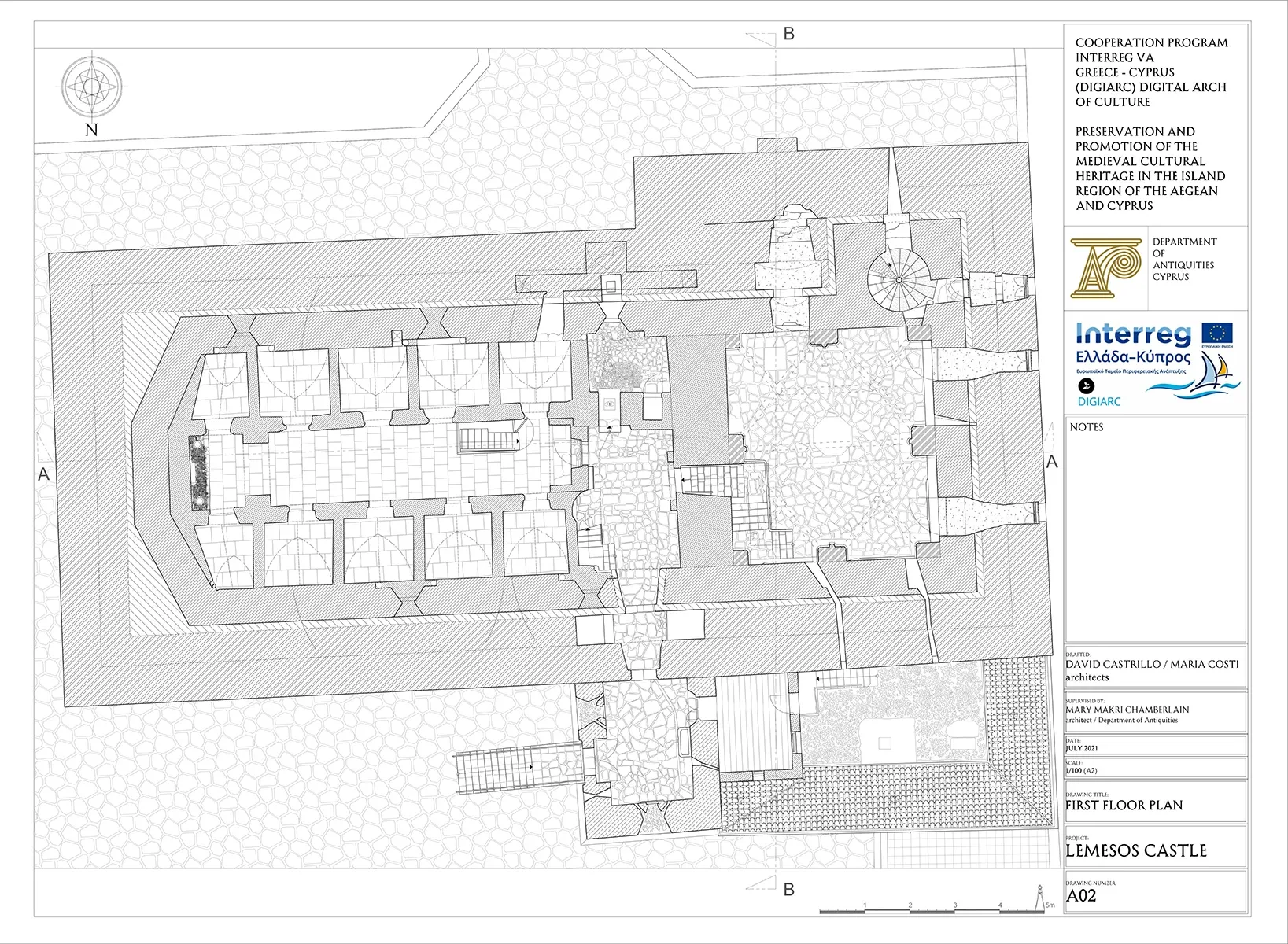 Architectural phasing drawing of Lemesos Castle prepared by BTL Architecture